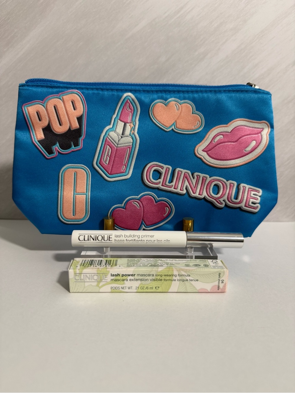 Clinique Bundle w/ Lash Power Mascara (Dark Choc.) + Lash Primer + Cosmetic Bag